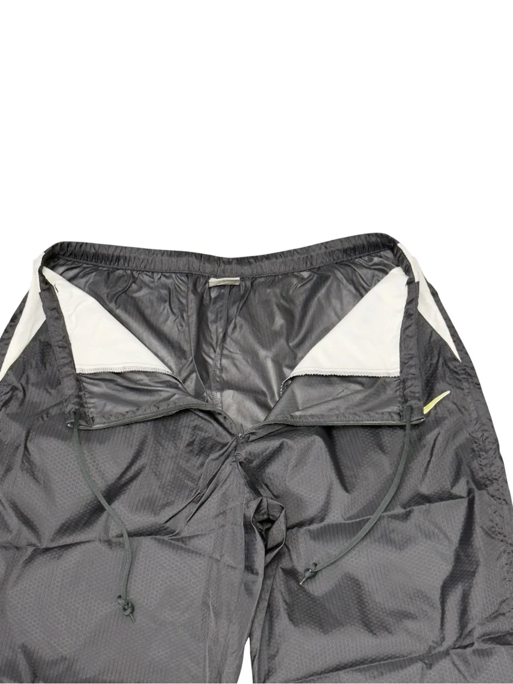 Nike Black Volt Nylon Zip Leg Drawstring Track Athletic Wind Pants